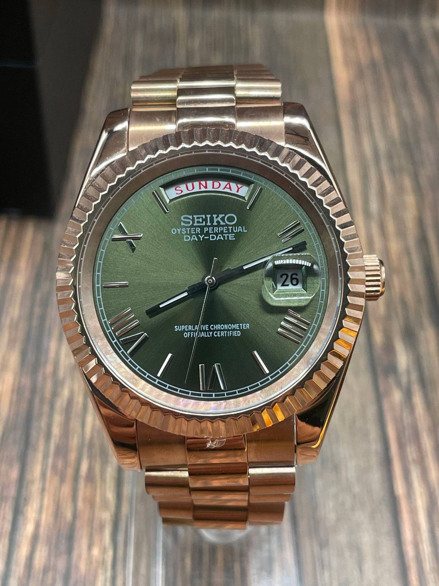 Day Date Olive Green & Rose Gold