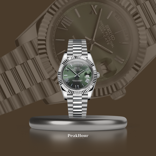 Day Date Olive Green & Silver