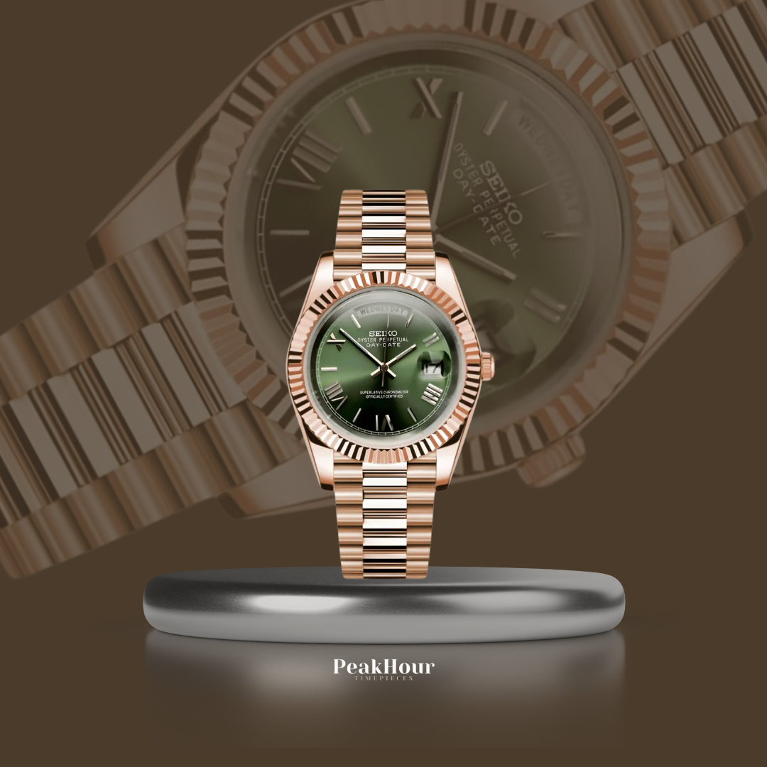Day Date Olive Green & Rose Gold