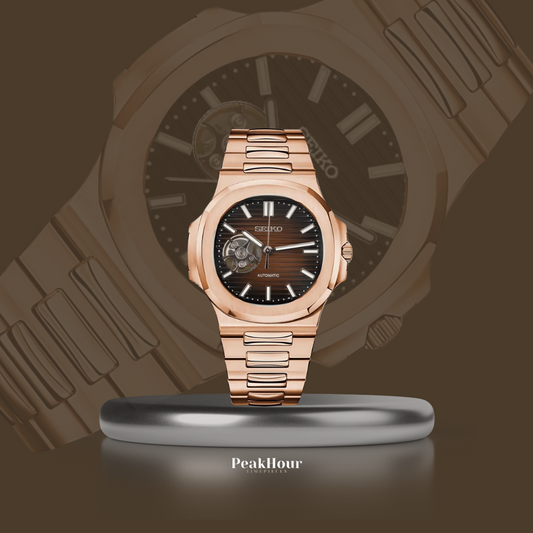 Nautilus Open-Heart Brown & Rose Gold
