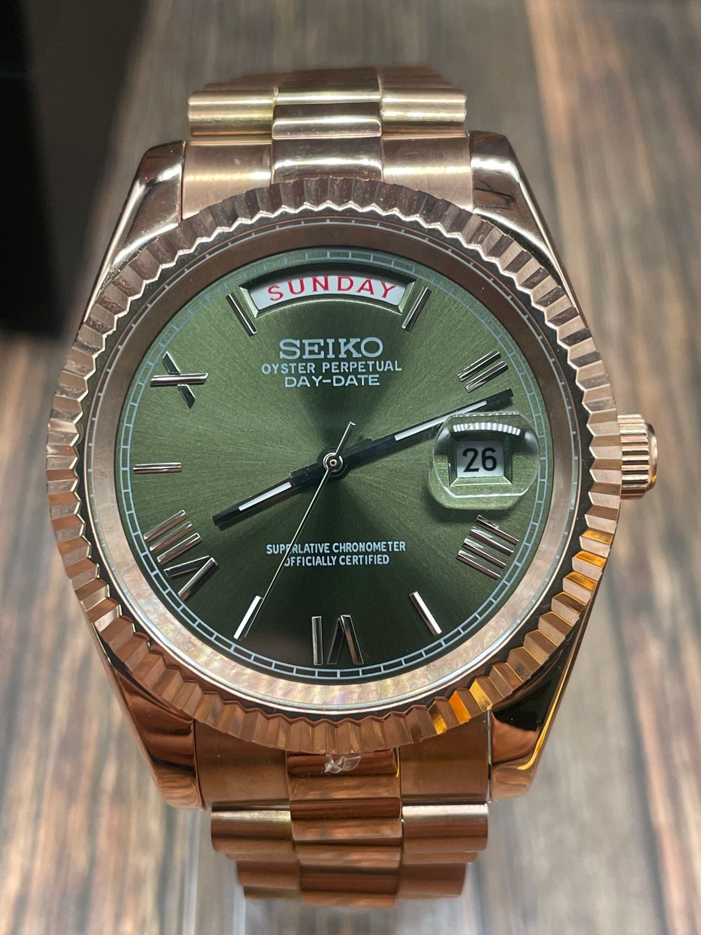 Day Date Olive Green & Rose Gold